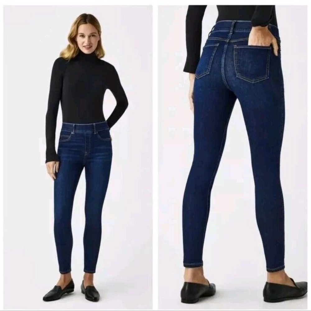 SPANX Blue Skinny Jeans with Form-Fitting Stretch